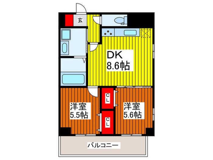 北区植竹町1丁目PJ(2DK/10階)の間取り写真