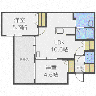 トロワエール南郷(2LDK/1階)の間取り写真