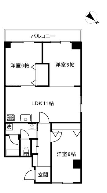 トーカンマンション反町(3LDK/4階)の間取り写真