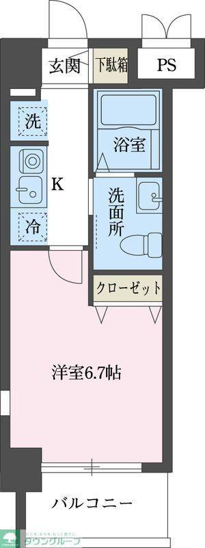 LASANTE立川(1K/6階)の間取り写真