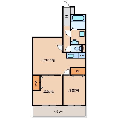 パステル12(2LDK/2階)の間取り写真
