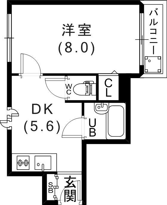 メゾン中町(1DK/4階)の間取り写真