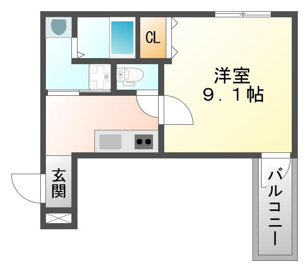 フジパレス大物駅北I番館(1K/2階)の間取り写真