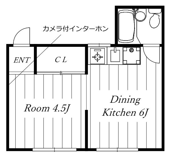 明和荘(1DK/2階)の間取り写真