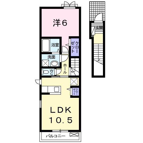 バディホームII(1LDK/2階)の間取り写真