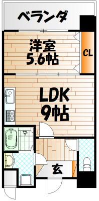 竪町センタービル(1LDK/3階)の間取り写真