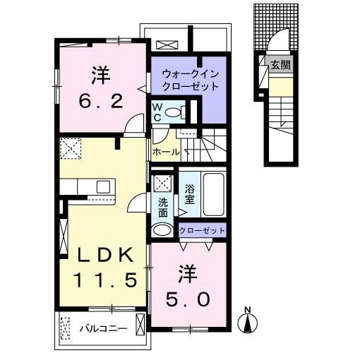 ル・グラン(2LDK/2階)の間取り写真