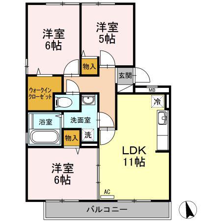 ルコネッサンス(3LDK/2階)の間取り写真