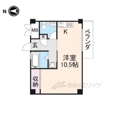 フラッツ小西(ワンルーム/5階)の間取り写真