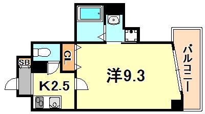 W-STYLE神戸(1K/8階)の間取り写真