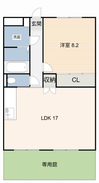 スターターマンション緑町II番館(1LDK/1階)の間取り写真