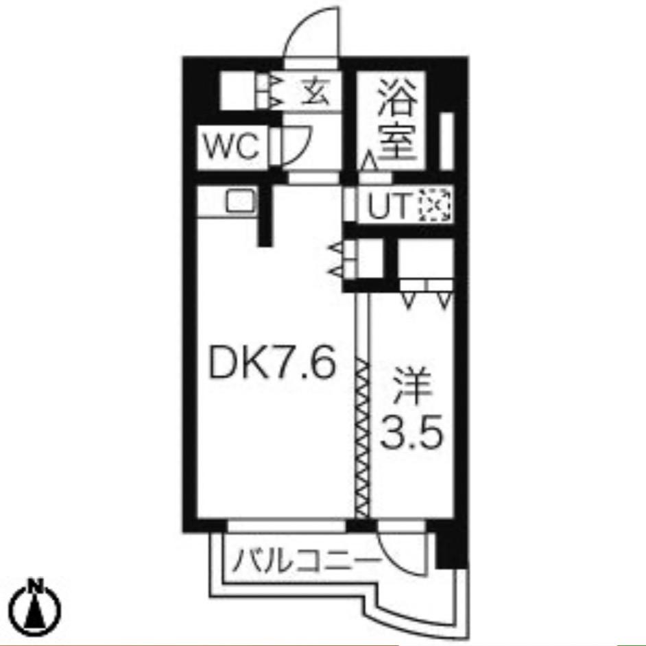 ビオス館(1DK/4階)の間取り写真