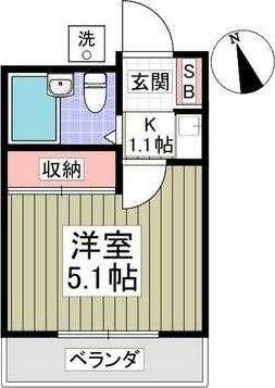バチュラー蕨(1K/3階)の間取り写真