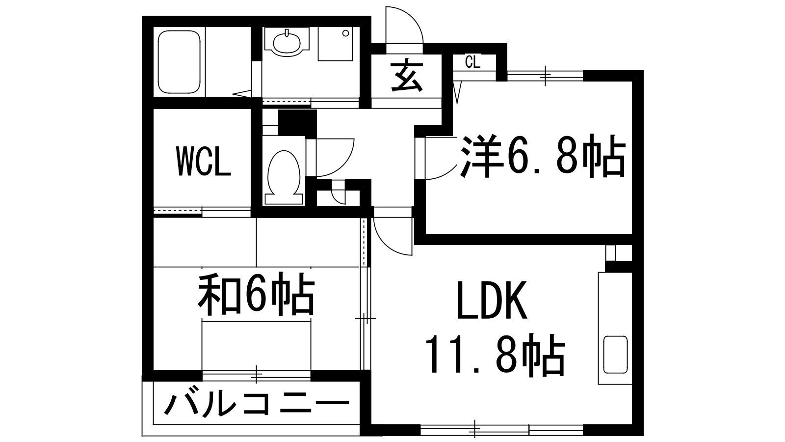 フローラル宝塚(2LDK/3階)の間取り写真