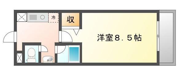 グロリアス深草(1K/2階)の間取り写真
