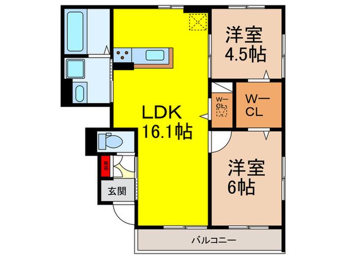 トリシア東太子(2LDK/1階)の間取り写真