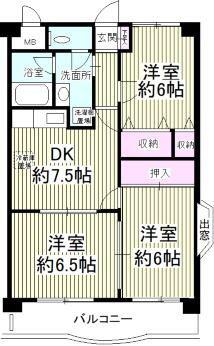 ブライトステージ南柏(3DK/3階)の間取り写真