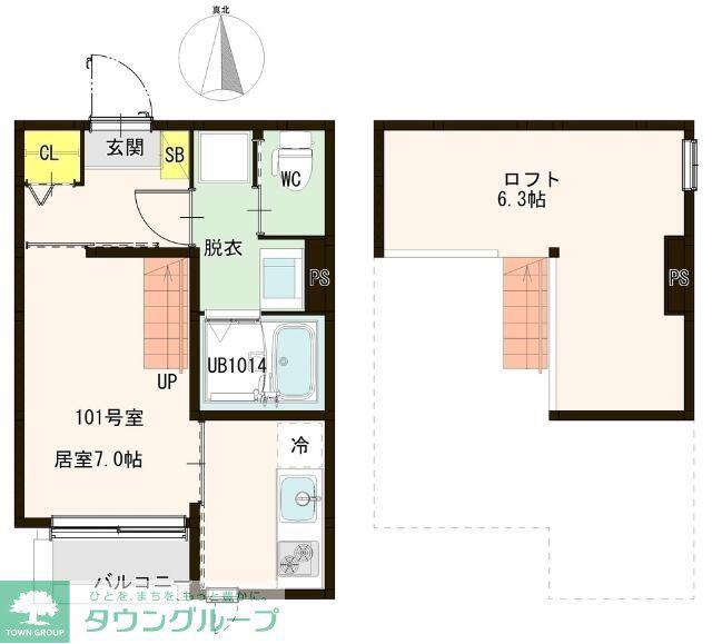GOLAI薬師堂(1K/1階)の間取り写真