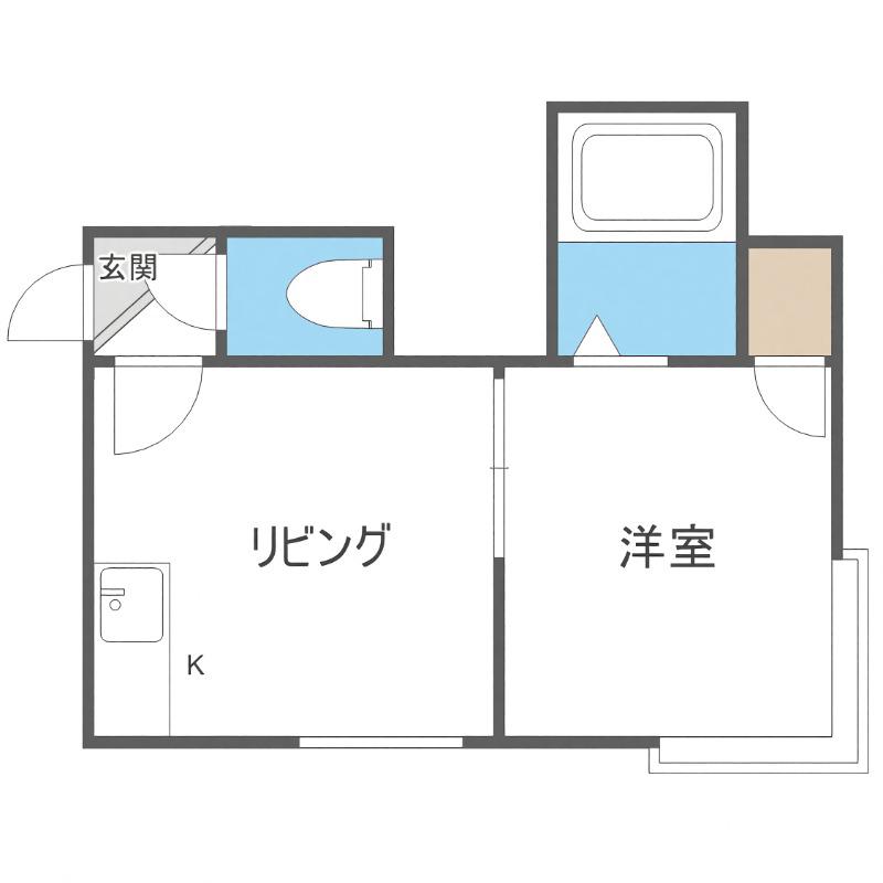 ビブレ南平岸I(1DK/2階)の間取り写真