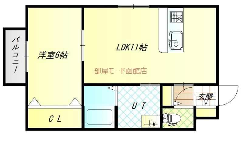 エターナル松川(1LDK/2階)の間取り写真