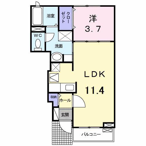 エアリーガーデン(1LDK/1階)の間取り写真