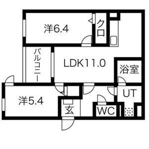 アメニティー・ノース(2LDK/3階)の間取り写真
