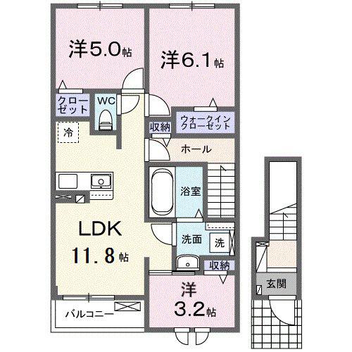 ジョイパレス(3LDK/2階)の間取り写真