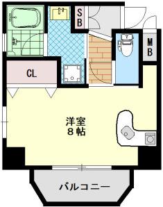 クレイドル上町II(ワンルーム/2階)の間取り写真