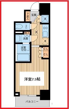 エイチエフ上野入谷レジデンス(1K/2階)の間取り写真