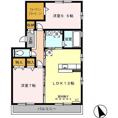 レジデンス芦原B(2LDK/3階)の間取り写真