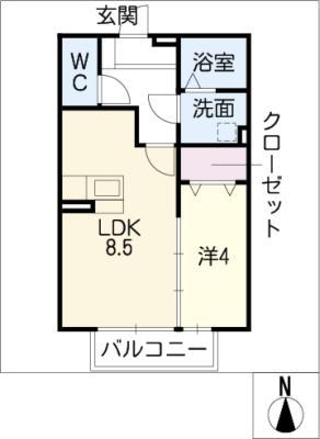 シャトル.M(1LDK/1階)の間取り写真