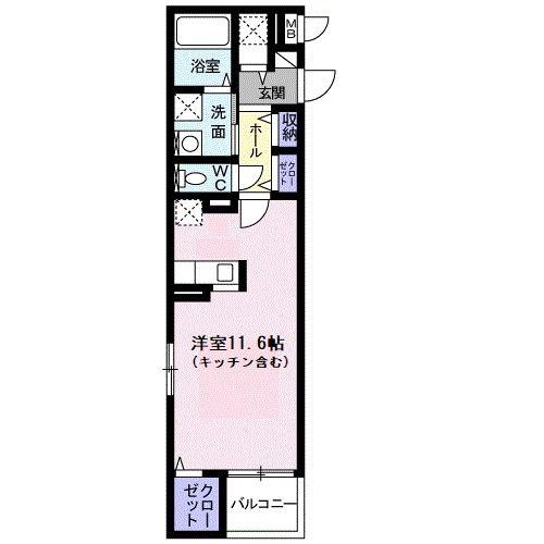 カーサ シエロ(ワンルーム/4階)の間取り写真