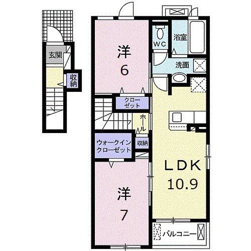 ネオ ルミエール(2LDK/2階)の間取り写真