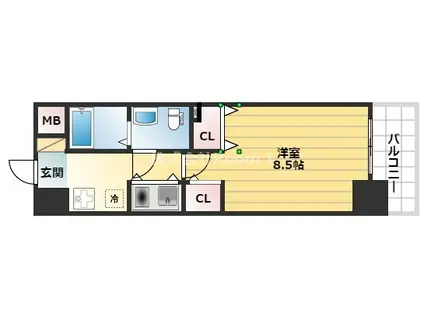 レジディア天神橋(1K/2階)の間取り写真