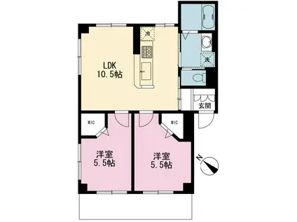 ワイドリバー大船第2(2LDK/2階)の間取り写真