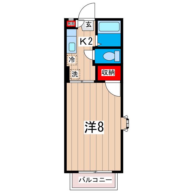 ポートピアI(1K/2階)の間取り写真
