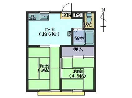 コーポラス朝(2DK/2階)の間取り写真