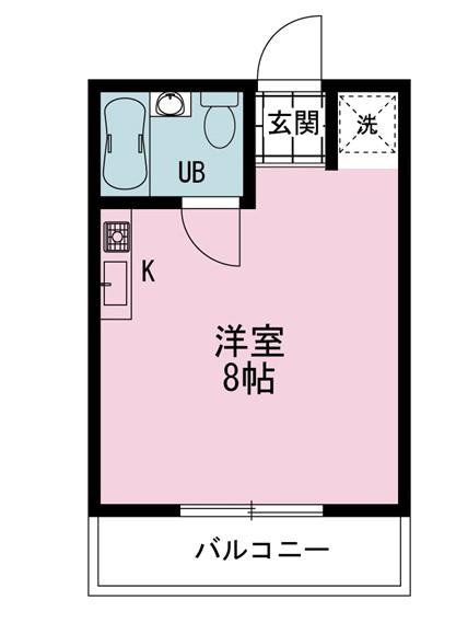 ヒルトップ(ワンルーム/1階)の間取り写真