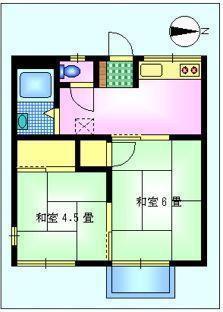 グリーンコーポ徳島(2DK/2階)の間取り写真