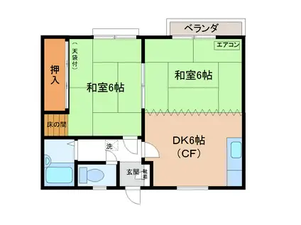メゾンエスポワール(2DK/2階)の間取り写真