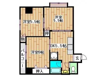 協陽ハイツ(3DK/4階)の間取り写真