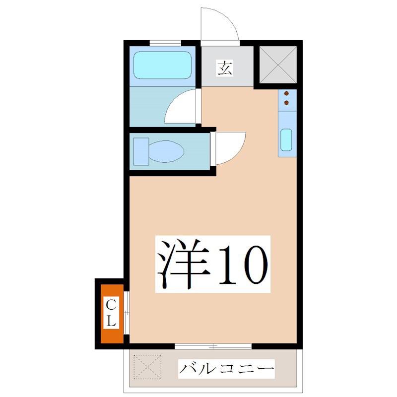 エクシード東郡元(ワンルーム/2階)の間取り写真