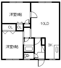 高西ハイツ(2LDK/1階)の間取り写真
