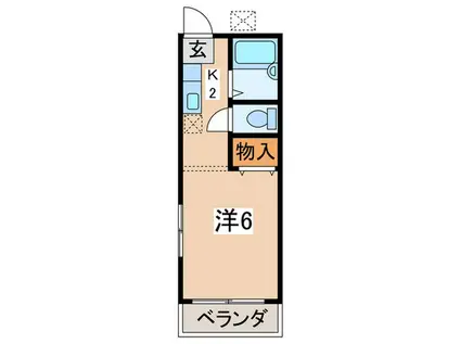 グリーンヒル(1K/2階)の間取り写真