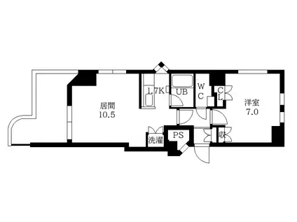 メープルリバビューII(1LDK/3階)の間取り写真