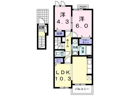 ベルポスト・ドゥーエ(2LDK/2階)の間取り写真