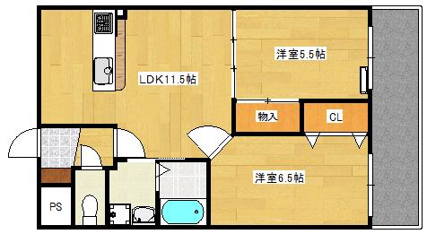 グレースKII(2LDK/1階)の間取り写真