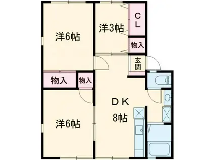 アルカディアE(3DK/1階)の間取り写真