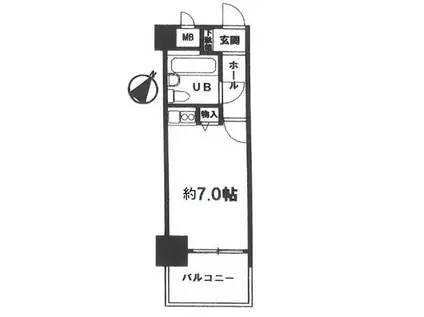 ニューブ神戸(ワンルーム/7階)の間取り写真