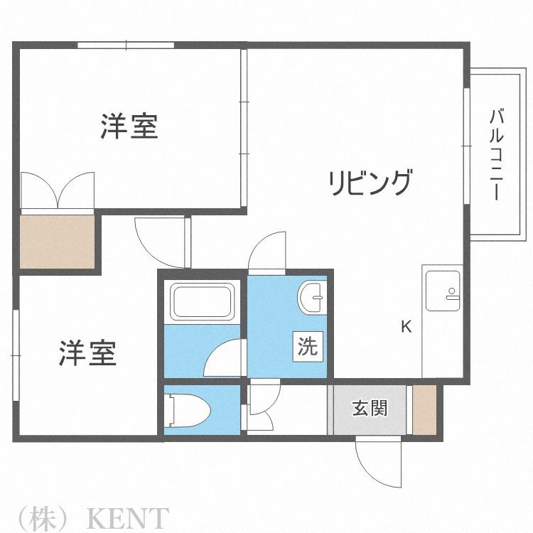 セピア発寒中央公園(2LDK/1階)の間取り写真